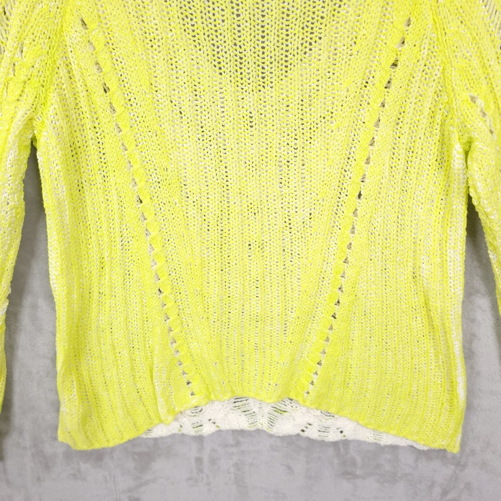 Free People Pullover Sweater Small Spray Highlighter Neon Cable Knit Boho Grunge - Picture 10 of 12